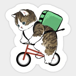 Cat Riding Bike Sticker